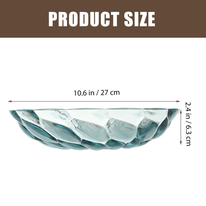 Large Blue Embossed Petal Fruit Bowl Serving Dish Tray For Home Kitchen - Image 3
