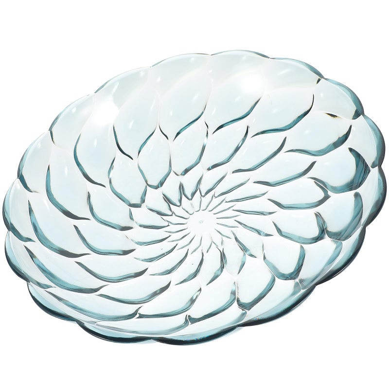 Large Blue Embossed Petal Fruit Bowl Serving Dish Tray For Home Kitchen - Image 2