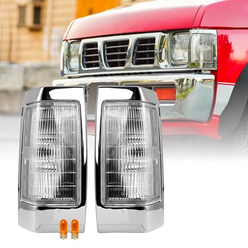 USR UNIQUE STYLE RACING USR 90-97 Hardbody Pickup Corner Light – CLEAR Corner Lamps (Left + Right) Pair - Compatible with 1990-1997 Nissan Pick Up Hardbody Truck All Models (CLEAR CORNER LAMPS w/SOCKETS & BULBS - Plug&Play) - Image 1