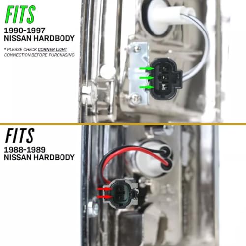 USR UNIQUE STYLE RACING USR 90-97 Hardbody Pickup Corner Light – CLEAR Corner Lamps (Left + Right) Pair - Compatible with 1990-1997 Nissan Pick Up Hardbody Truck All Models (CLEAR CORNER LAMPS w/SOCKETS & BULBS - Plug&Play) - Image 4