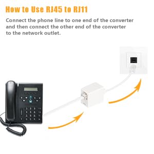 Uvital RJ45 to RJ11 Converter Adapter Connector M/F Cable, Ethernet RJ45 8P4C Male to Telephone RJ11 6P4C Female Converter Cord(White, 4 Pack) - Image 2