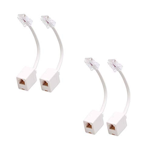 Uvital RJ45 to RJ11 Converter Adapter Connector M/F Cable, Ethernet RJ45 8P4C Male to Telephone RJ11 6P4C Female Converter Cord(White, 4 Pack) - Image 1