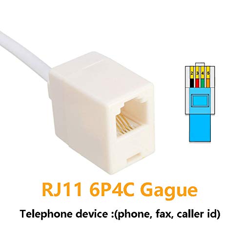 Uvital RJ45 to RJ11 Converter Adapter Connector M/F Cable, Ethernet RJ45 8P4C Male to Telephone RJ11 6P4C Female Converter Cord(White, 4 Pack) - Image 4