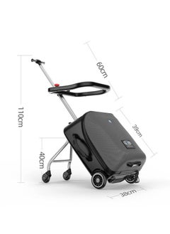 Golden Kids Ride-on Suitcase, Expandable Suitcase with Child Seat Design，Large Carry On Hardside Rolling Luggage with Detachable Trolley,Travel for Boys Girls (Expandable+Guardrail+Customs Lock, Blue)  - Image 2