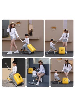 Golden Kids Ride-on Suitcase, Expandable Suitcase with Child Seat Design，Large Carry On Hardside Rolling Luggage with Detachable Trolley,Travel for Boys Girls (Expandable+Guardrail+Customs Lock, Blue)  - Image 5