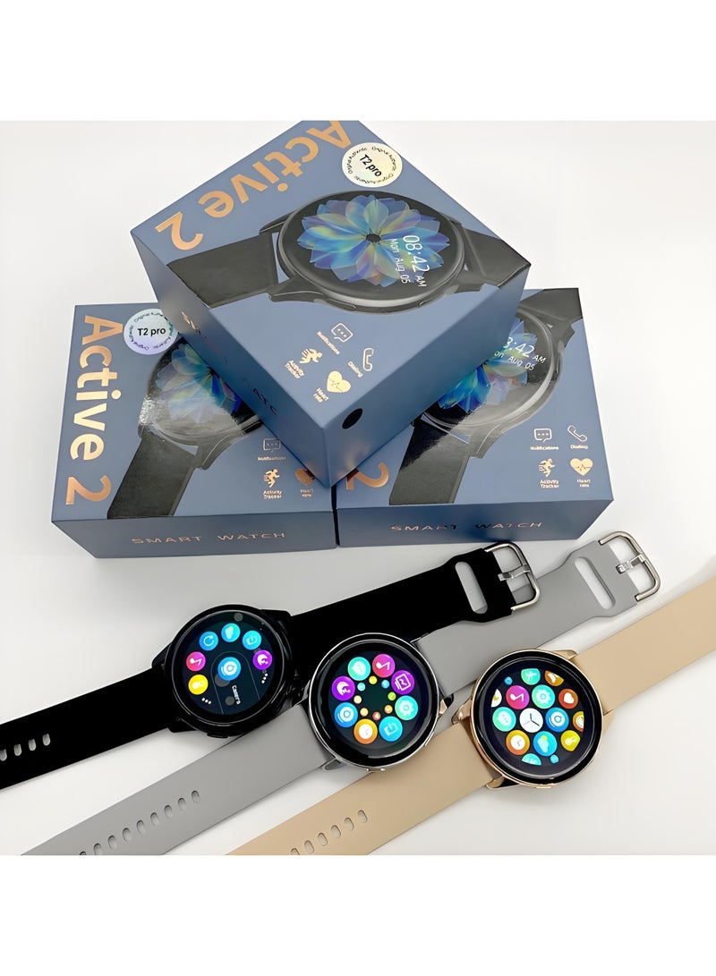 Round Screen T2 PRO Smart Watch Bluetooth Call Heart Rate 1.52inch Full Screen Touch Sports Watch Silver - Image 4