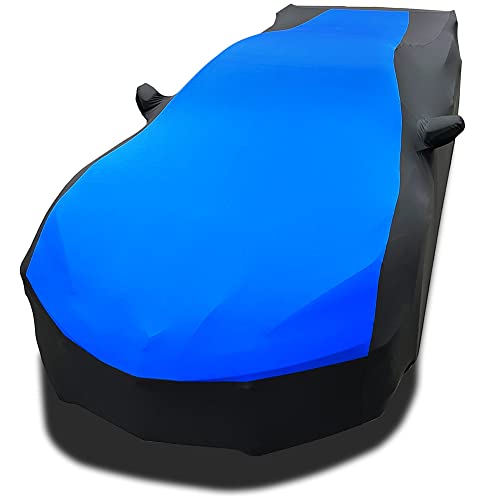 SR1 Performance C8 Corvette Ultraguard Stretch Satin Indoor Car Cover : Sport Series - The Ultimate High End Custom Fit for 2020-2025 Stingray, Z06, Z51, E-Ray Corvettes (Blue/Black) - Image 4