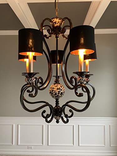 Wellmet Lamp Shades,Small Chandelier Shades ONLY for Candle Bulbs,Clip-on Drum Lampshades,Set of 6, 5.5"x 5.5"x5",Black Gold - Image 5