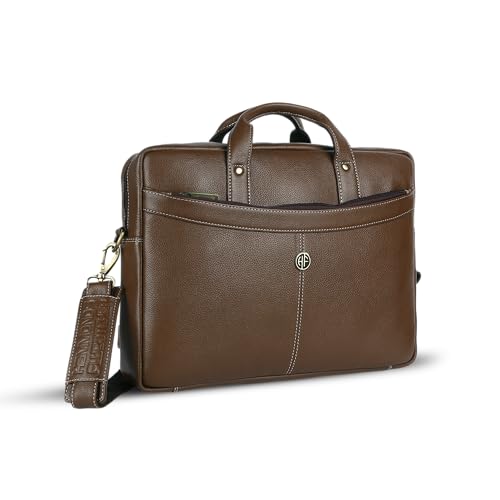 HAMMONDS FLYCATCHER Genuine Leather Office Bag for Men, 15.6 Inch Professional Brushwood Color Laptop Bag for Men, Adjustable Strap & Multi Compartments, 1 Year Warranty - Office, Travel, Daily Use - Image 1
