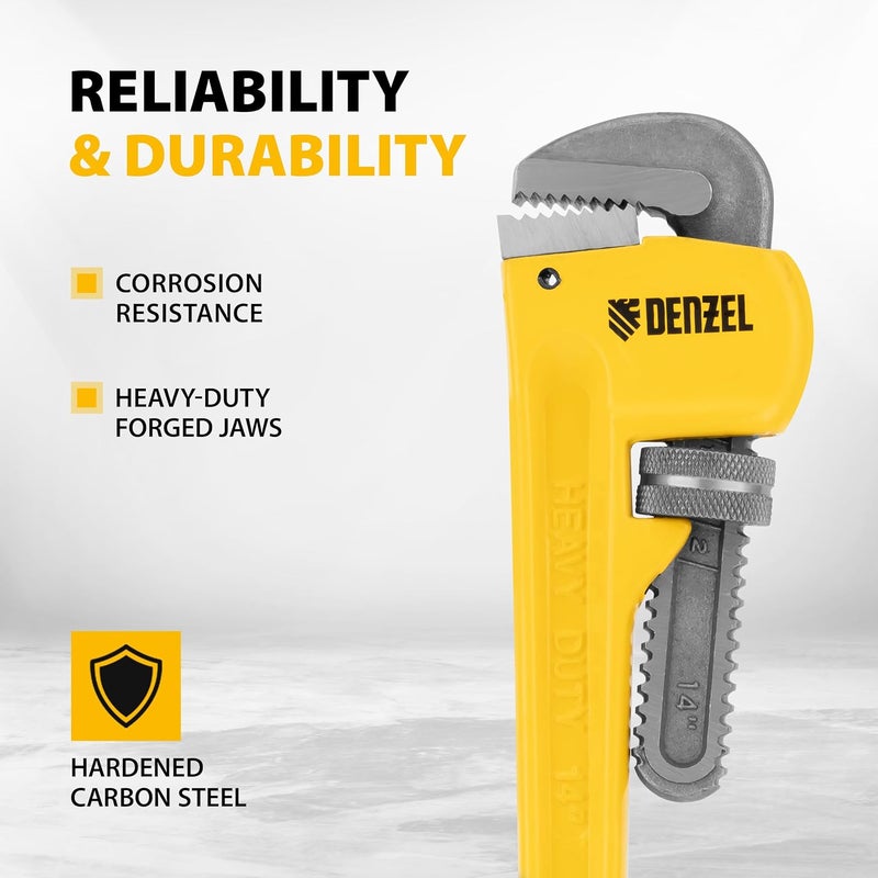 Denzel Pipe Wrench 14-Inch – Heavy-Duty Adjustable Wrench for Plumbing and Industrial Applications - Image 2