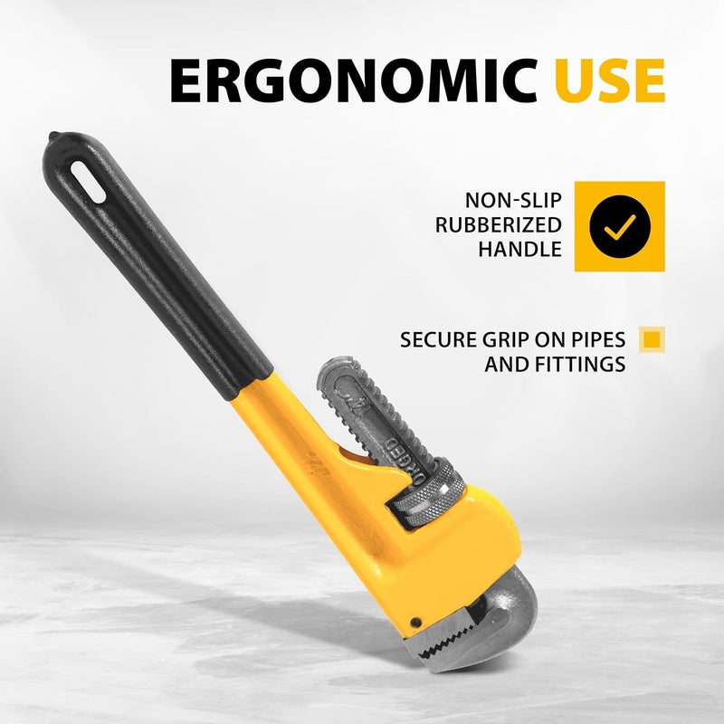 Denzel Pipe Wrench 14-Inch – Heavy-Duty Adjustable Wrench for Plumbing and Industrial Applications - Image 3