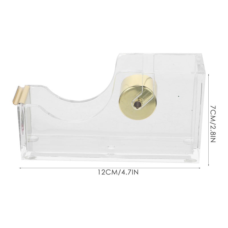 Heavy Duty Desktop Tape Dispenser With Acrylic Base Gold Color For Home Office Use - Image 3