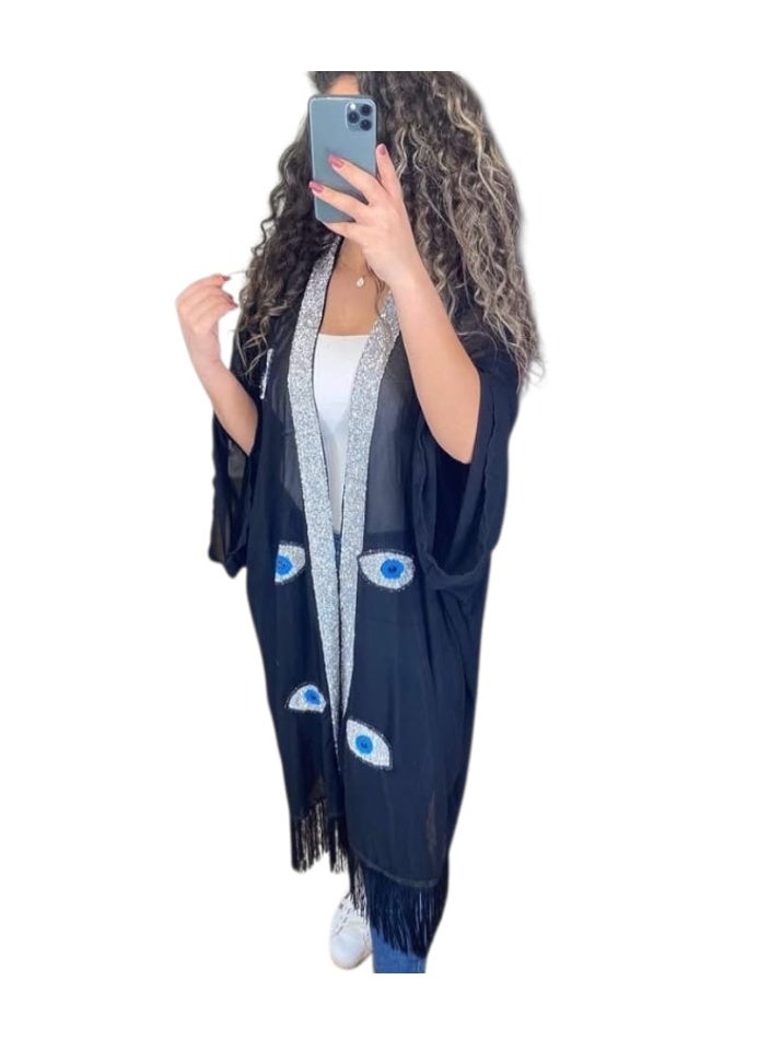 Handmade abaya card with distinctive embroidery in cheerful colors – Free Size