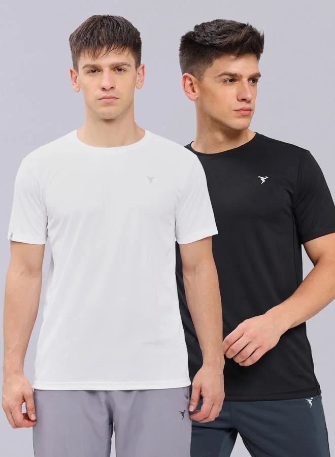 تكنوسبورت Pack of 2 - Crew Neck Anti-Microbial Slim Fit T-Shirt by Styli