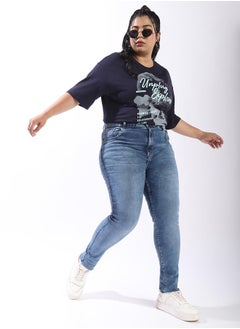 HIGH STAR Blue Jeans Plain Button Woven Full High-rise for Women – Style that defines you  - Image 1