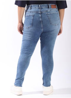 HIGH STAR Blue Jeans Plain Button Woven Full High-rise for Women – Style that defines you  - Image 5