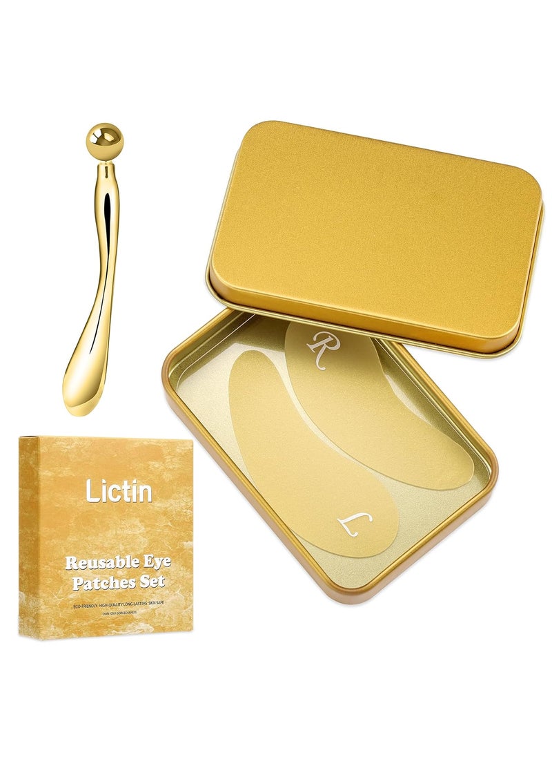 Lictin Lictin Reusable Eye Patches Silicone Under Eye Patches with Lifting Effect to Relieve Wrinkles and Fine Lines Pair with Metal Eye Cream ApplicatorTin Case 