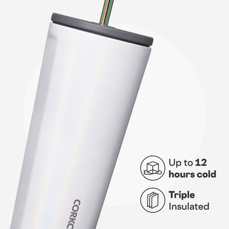CORKCICLE كوب كورتككل البارد مع قشة - يحافظ على المشروبات باردة لمدة 12 ساعة - فولاذ مقاوم للصدأ معزول ثلاثي - غطاء مقاوم للتسرب - هدية لمشروبات الصيف - 24 أونصة - سحر اليونيكورن - Image 3