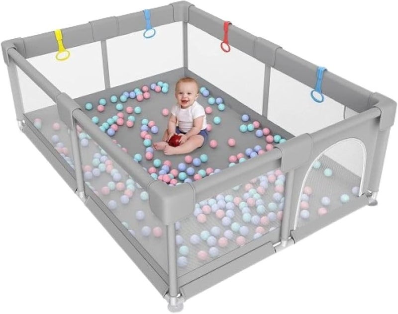 Dreeba Children's Playpen With balls and Handrails - 150 * 120 * 65 cm - BL-13-a Grey - Image 1