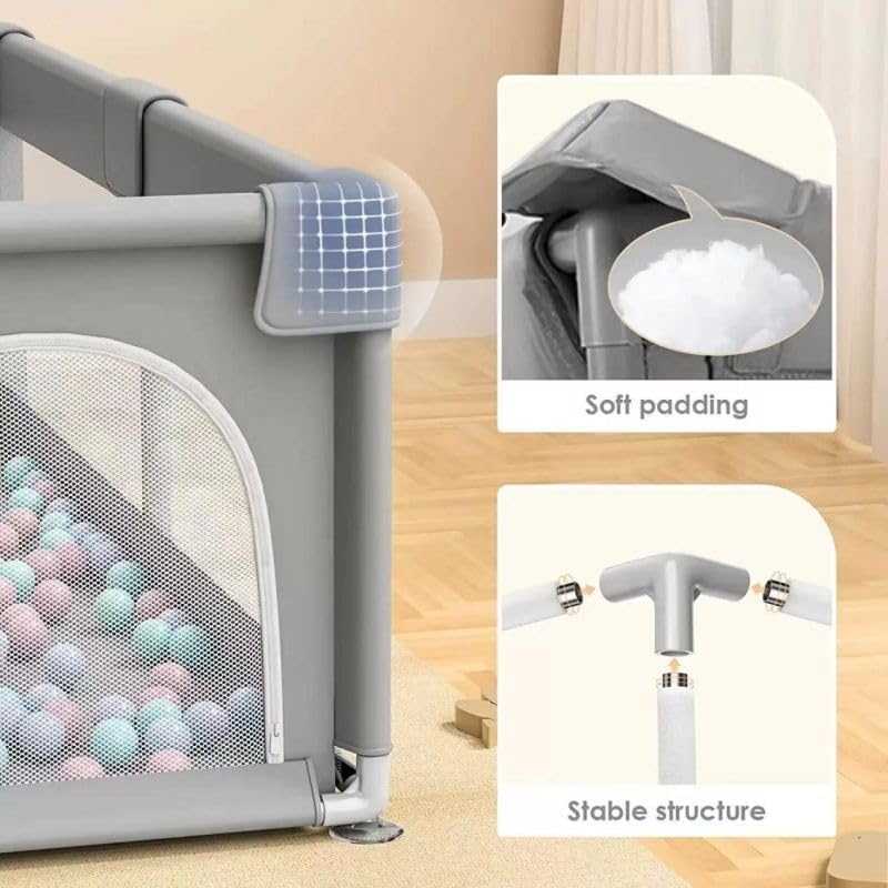 Dreeba Children's Playpen With balls and Handrails - 150 * 120 * 65 cm - BL-13-a Grey - Image 2