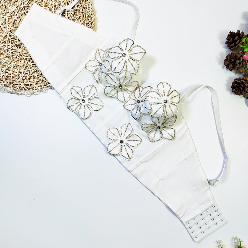 European 3D Flower Diamond Bustier White - Image 4
