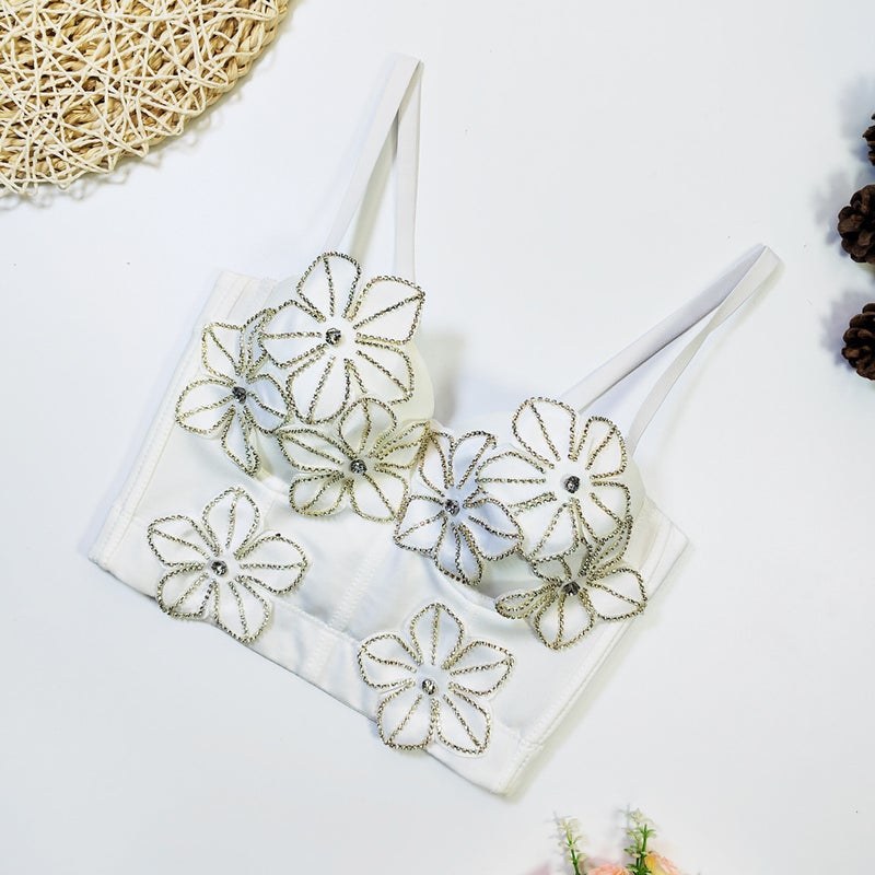 European 3D Flower Diamond Bustier White - Image 2