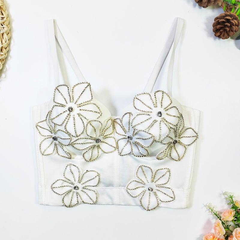 European 3D Flower Diamond Bustier White - Image 5