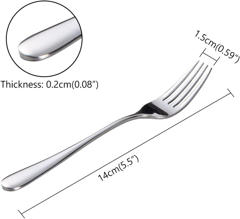 Senzeal 12pcs Stainless Steel Dessert Fork Set 5.5 Inch Mirror Finish Salad Forks Cake Fork for Home Kitchen Restaurant Bar Parties Events Wedding - Image 2