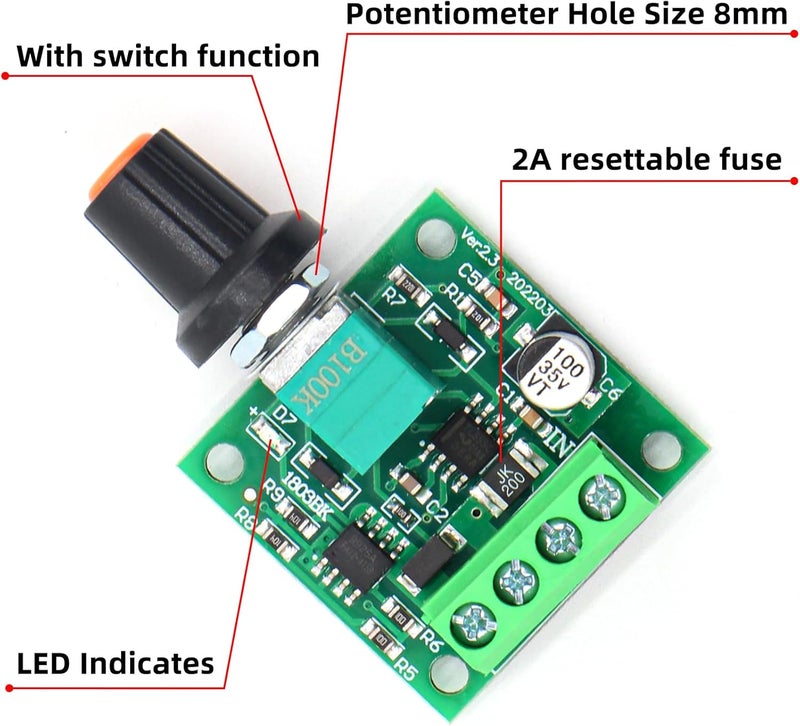 RioRand RR-PWM-15V Low Voltage Dc 1.8v 3v 5v 6v 12v 2a Motor Speed Controller PWM - Image 3