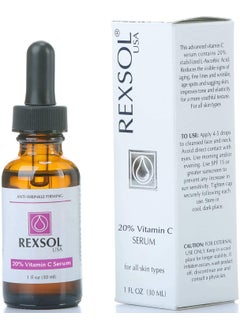 REXSOL REXSOL 20 Vitamin C Serum Antiwrinkle Firming  With Hyaluronic acid  Dark Circle  Sun Damage Corrector  Effectively minimizes the appearance of fine lines wrinkle  age spots30 ml1 fl oz 