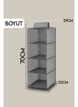 Qasul 4 Compartment Layered Pocket Hanging Clothes Wardrobe Foldable Clothing Storage Shelves Organizer  - Image 2