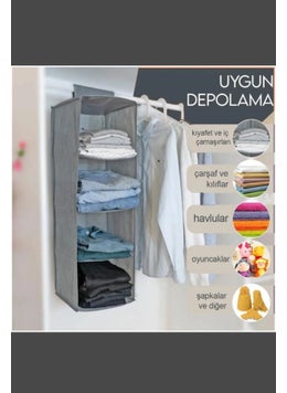 Qasul 4 Compartment Layered Pocket Hanging Clothes Wardrobe Foldable Clothing Storage Shelves Organizer  - Image 5
