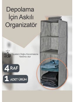 Qasul 4 Compartment Layered Pocket Hanging Clothes Wardrobe Foldable Clothing Storage Shelves Organizer  - Image 4