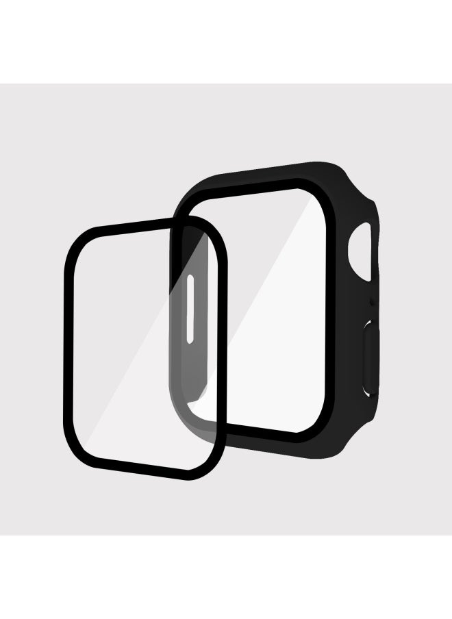 Generic - Suitable For Iwatch9 Watch Protective Shell PC Hard Shell Tempered Film Integrated Protective Cover 8/7/6 For Apple Watch Case-Color:Black-Exterior Dimension:45mm(7 Generations With Keys) - Image 1