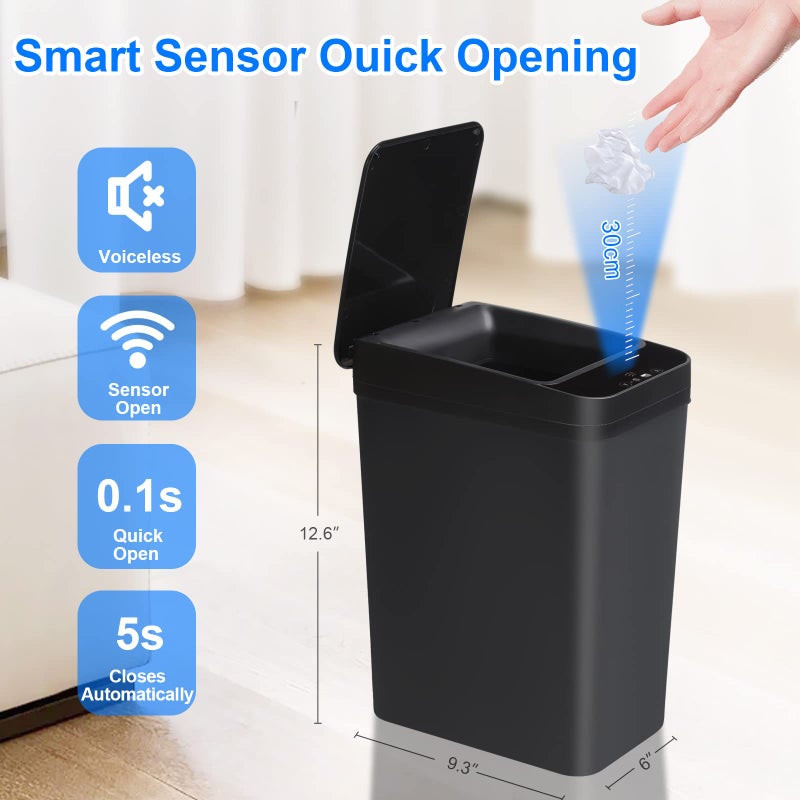 Anborry Bathroom Touchless Trash Can 2.2 Gallon Smart Automatic Motion Sensor Rubbish Can with Lid Electric Narrow Small Garbage Bin for Kitchen, Office, Living Room, Toilet, Bedroom, RV - Image 4