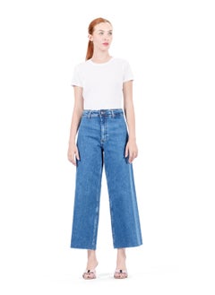 Web Denim Web Denim Women's High Waist Cut Hem Wide Leg Jeans - Stylish Comfort Denim Pants  - Image 1
