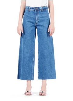 Web Denim Web Denim Women's High Waist Cut Hem Wide Leg Jeans - Stylish Comfort Denim Pants  - Image 2