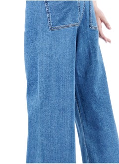 Web Denim Web Denim Women's High Waist Cut Hem Wide Leg Jeans - Stylish Comfort Denim Pants  - Image 4
