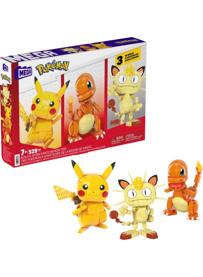 Mega Brands MEGA Pokémon Building Toys Set Kanto Region Trio with 529 Pieces and 3 Poseable Characters, 4 Inches Tall, for Kids - Image 1