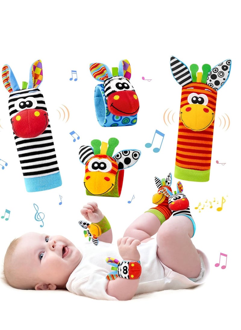 Generic 4pcs Baby Rattles Socks by TOYS-EGYPT, Animal Developmental Toys for Newborns, Sensory Toys for Newborns, Sensory Rattles for Newborns 0-12 Months  - Image 1