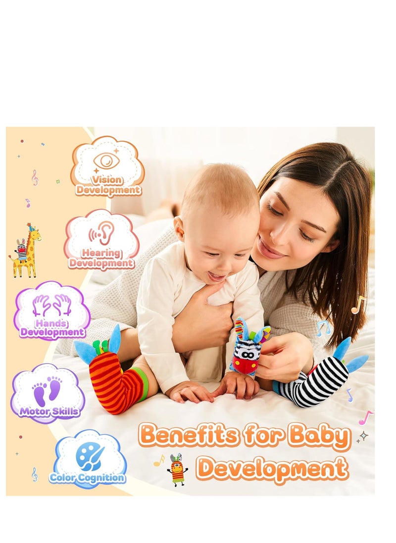 Generic 4pcs Baby Rattles Socks by TOYS-EGYPT, Animal Developmental Toys for Newborns, Sensory Toys for Newborns, Sensory Rattles for Newborns 0-12 Months  - Image 4