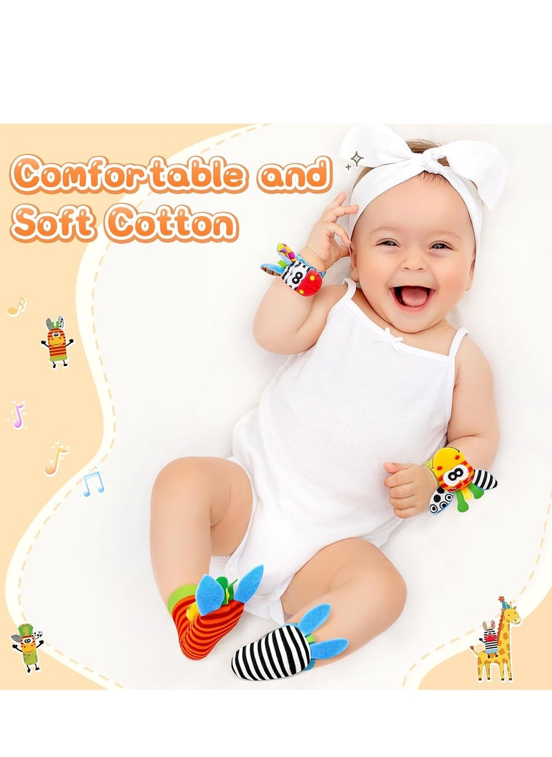 Generic 4pcs Baby Rattles Socks by TOYS-EGYPT, Animal Developmental Toys for Newborns, Sensory Toys for Newborns, Sensory Rattles for Newborns 0-12 Months  - Image 5