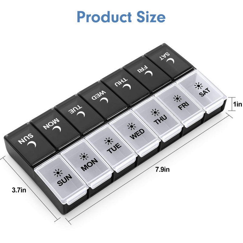 Aigret Future 7 Day Pill Organizer 2 Times a Day, Large Weekly AM PM Pill Box, Day Night Medicine Organizer, Pill Case Twice A Day, Pill Container - Image 4