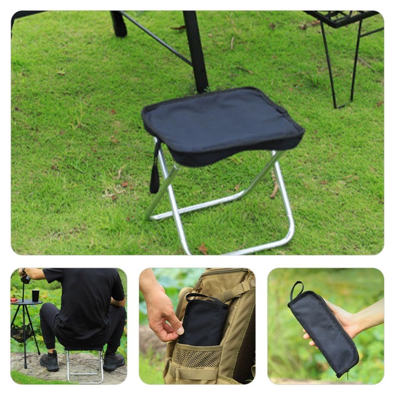 Compact Folding Stool with Carry Handle Portable Lightweight Chair for Camping Outdoor Travel - Image 5