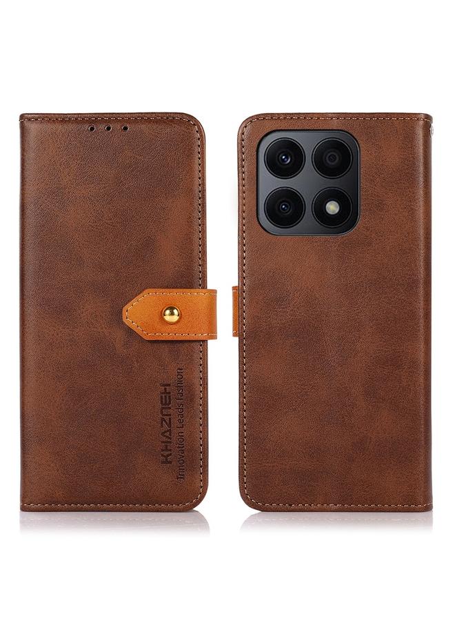 اس-توب جراب هاتف من KHAZNEH ثنائي اللون من جلد البقر الملمس القابل للطي لهاتف Honor X8a 4G - Image 1