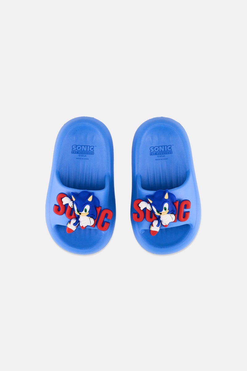 SONIC أحذية سلايدز زرقاء للأطفال الأولاد من سونيك القنفذ، سهلة الارتداء - Image 4