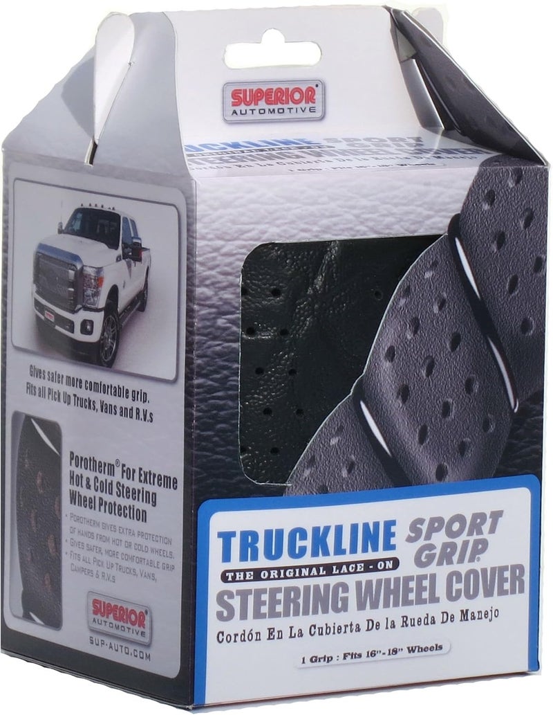 Superior 58-0470B Truckline Sport Grip Steering Wheel Cover, Black - Image 1