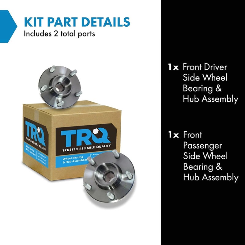 TRQ Front Left and Right Wheel Bearing and Hub Assembly Set 2 Piece Compatible with 2004 Mazda 3 2005 3 - Image 2