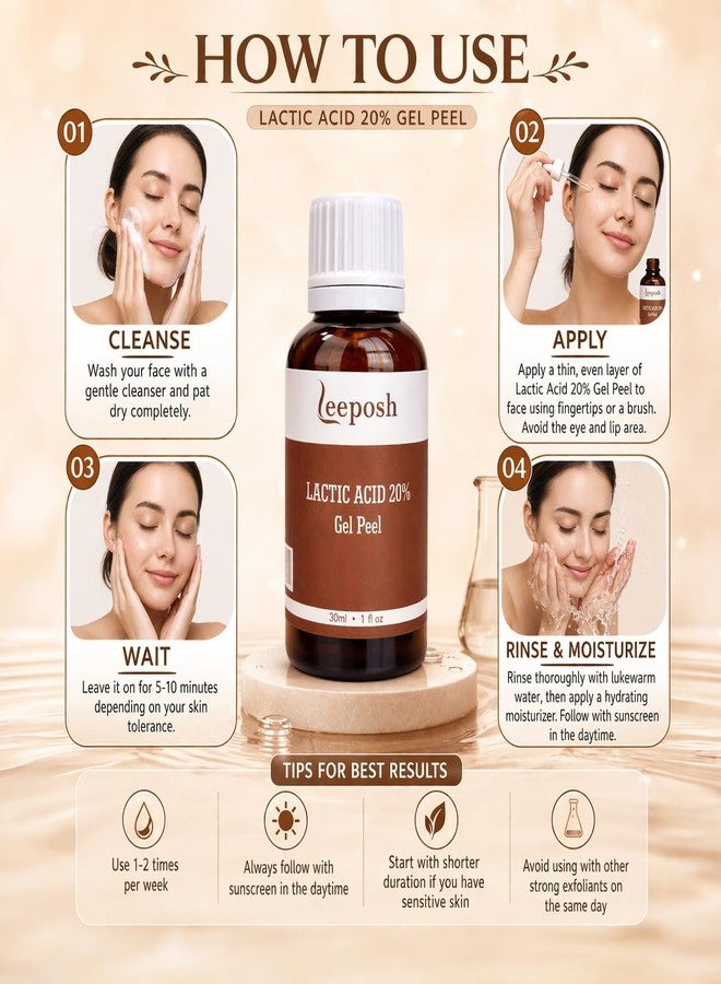 Leeposh Lactic Acid Peel 20% with Glycolic Acid & Vitamin C | Exfoliating AHA Gel for Smoother, Brighter-Looking Skin | Texture Refinement & Uneven Tone Care 30ml - Image 5