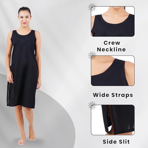 Happy Bunny Full Knee Length Cotton Camisole Inner Long Slip for Women - Firm Notstretchable Slip Lining for Kurti and Chickankari Suits/Tops - Suits Summer and Winter - Image 2
